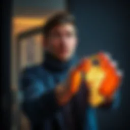 A person looks surprised while holding a large, glowing key in their hand, symbolizing a newfound fortune.