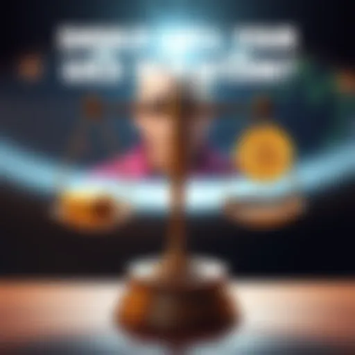 A person looking at a scale with gold on one side and Bitcoin on the other, considering an investment choice