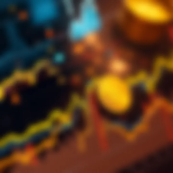 A chart showing the rising prices of gold and Bitcoin, signifying their interconnected market trends.