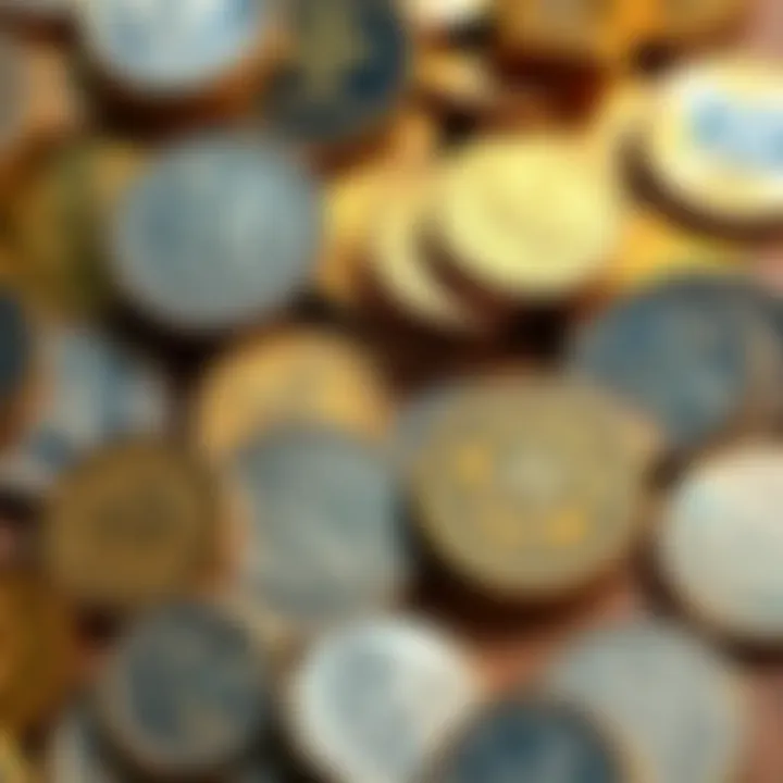 A variety of gold and silver coins including Morgans and Japanese Koban displayed together