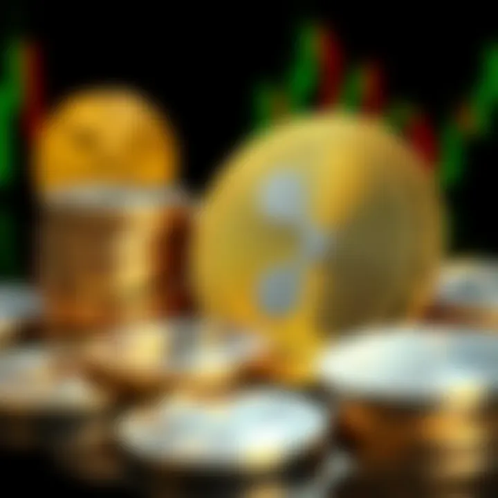 Gold and silver coins displayed alongside the XRP logo, symbolizing their rising values amid market struggles.
