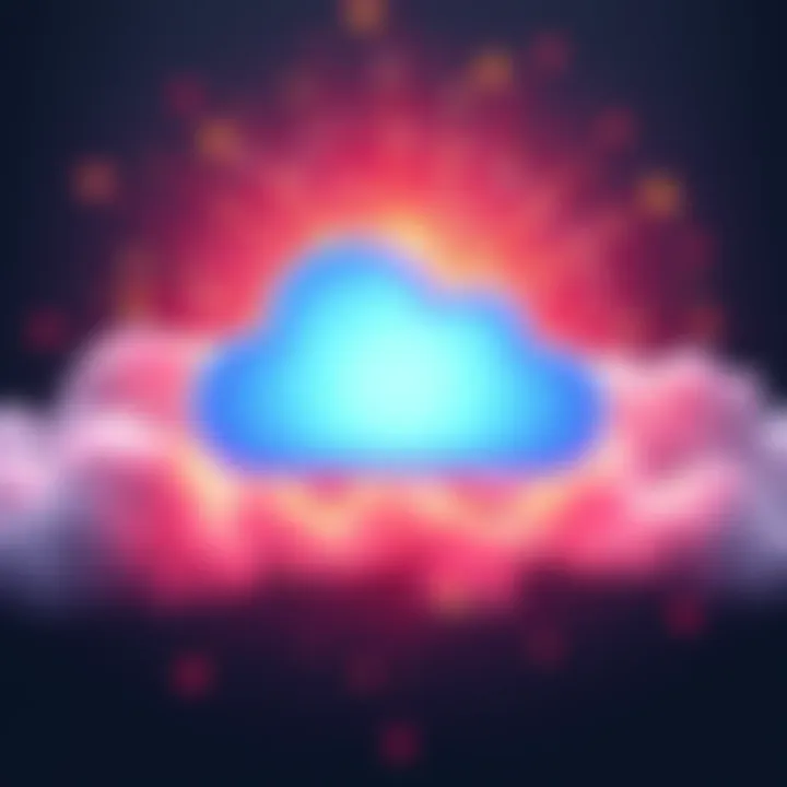 An illustration showing the Google Cloud logo with vibrant graphics representing technology advancements and cloud computing services.