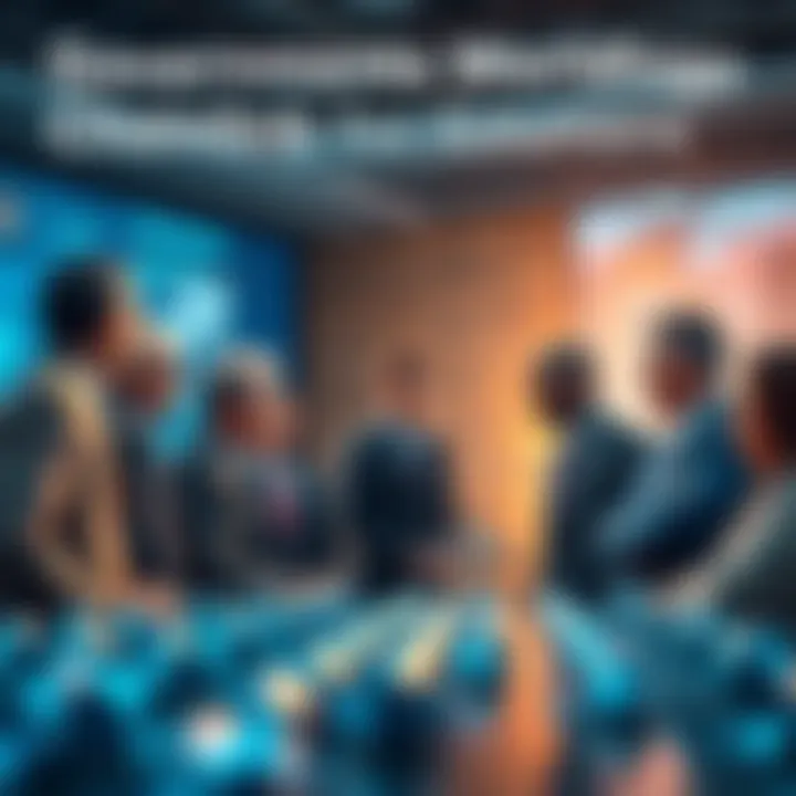 A group of government officials discussing the implementation of Chainlink technology in their operations.