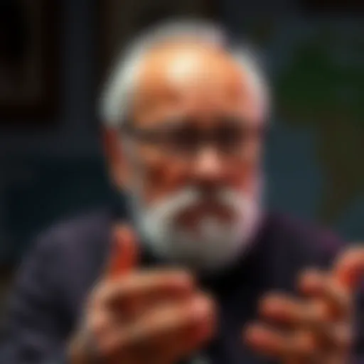 Older man with glasses expressing his views on Bitcoin as a scam