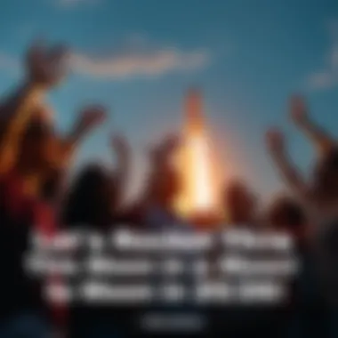 Group celebrating a launch A diverse group of people celebrating with joy and excitement, looking towards a rocket launching into the sky, symbolizing determination and collective ambition for 2026.