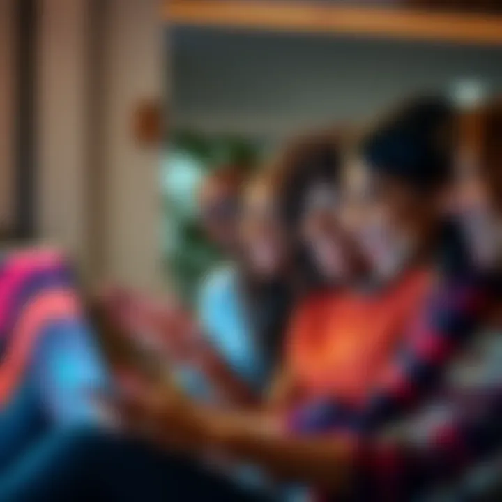 A diverse group of people engaging in humor on a digital platform, sharing laughter and smiles as they communicate through messages and emojis.