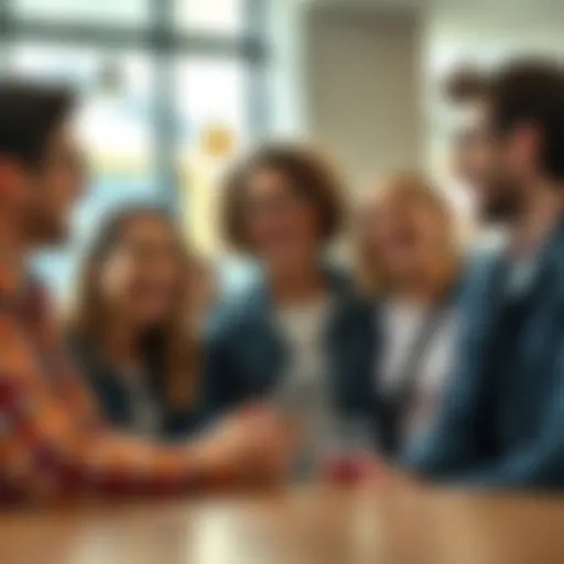 A diverse group of friends chatting and laughing together, showcasing casual and genuine expressions, capturing the essence of everyday conversation.