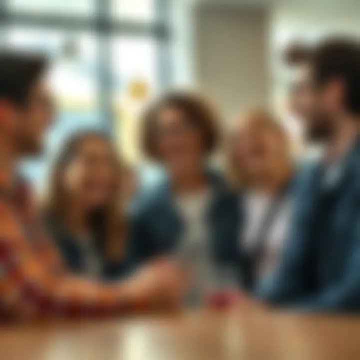 Group of Friends Talking A diverse group of friends chatting and laughing together, showcasing casual and genuine expressions, capturing the essence of everyday conversation.