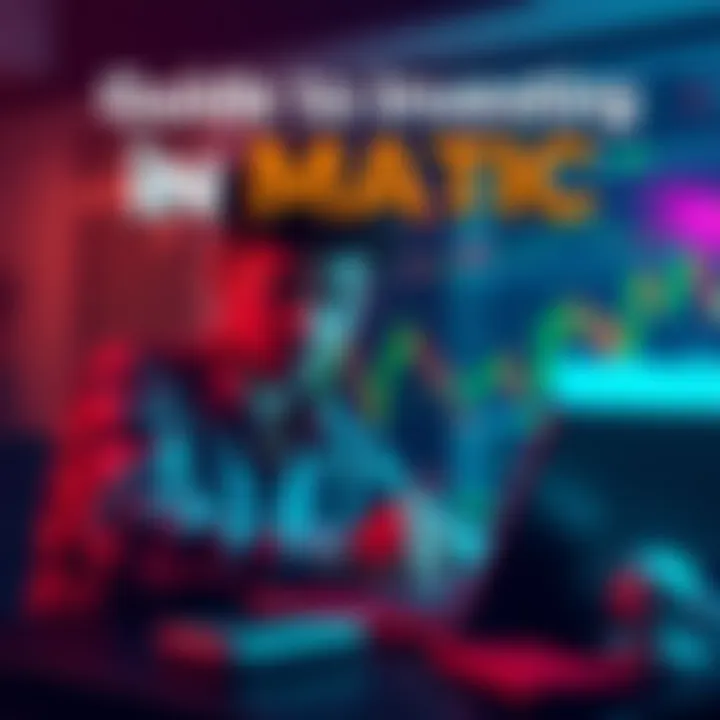 A beginner reviewing investment tips for Polygon cryptocurrency with a laptop and financial charts in the background