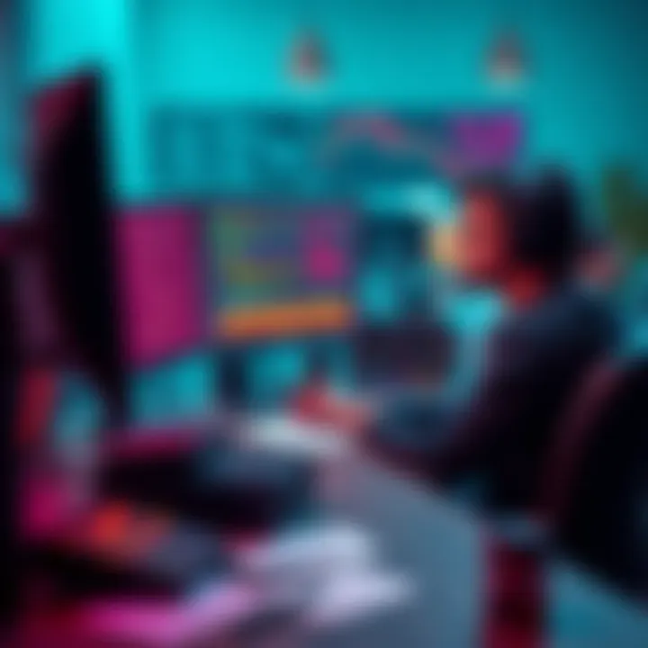 A novice developer sitting at a desk focused on coding with AI tools on the computer screen, surrounded by notes and coffee, representing the hackathon experience.