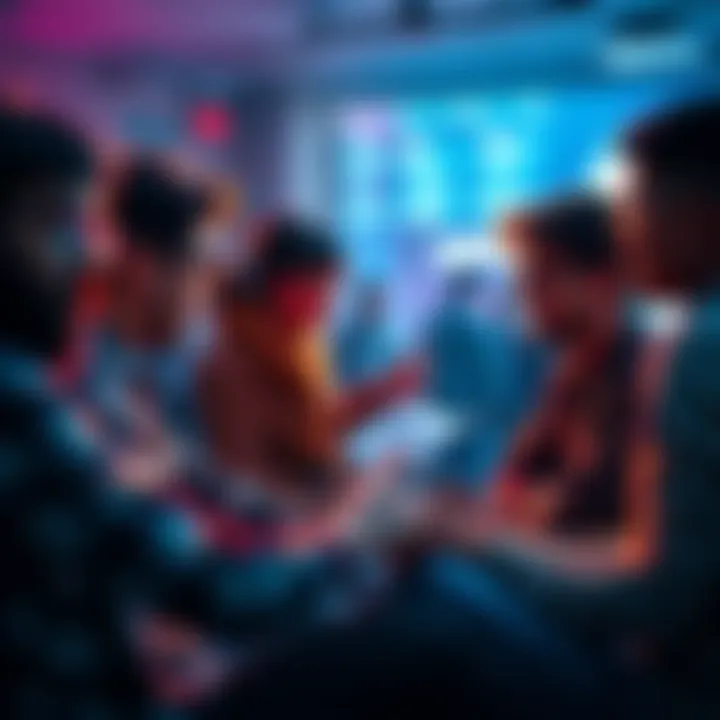 A group of people discussing AI and machine learning projects at the Flipkart Hackathon 2.0