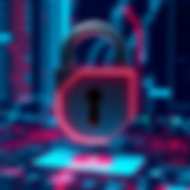 Hackers Demand Ransom from Revolut A digital lock symbolizing security issues with a backdrop of a financial app interface, highlighting the cyber attack on Revolut.
