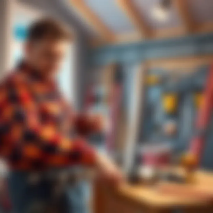 Handyman at Work A handyman working on a home repair project, using tools and focusing on the task at hand.