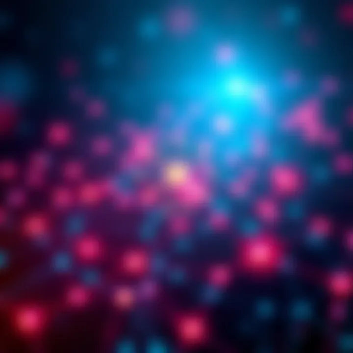 Illustration showing the concept of Hashgraph technology with nodes connected in a network, representing distributed ledger systems.