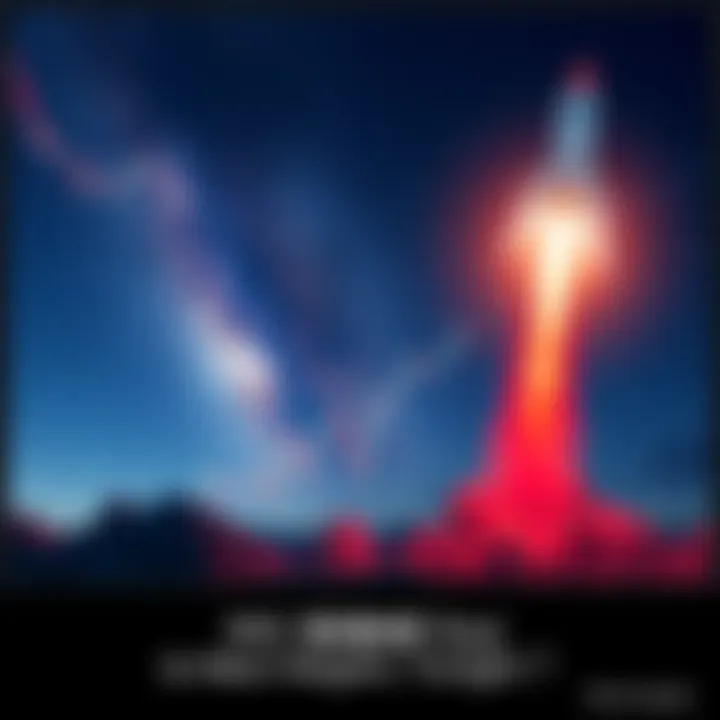 Chart showing $HBAR cryptocurrency increasing in value under a night sky with rocket imagery