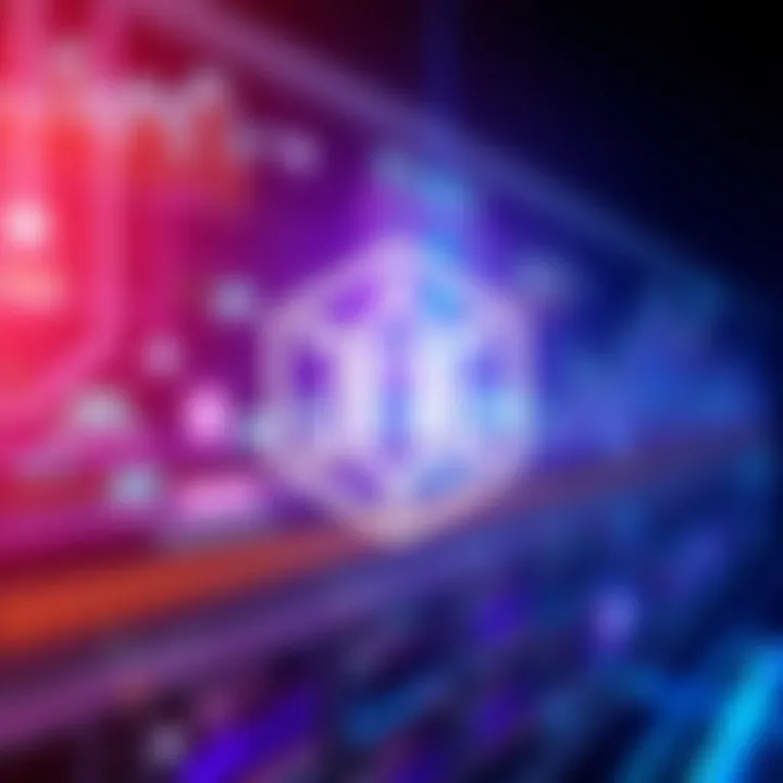 An illustration of the HBAR logo in front of a digital background symbolizing enterprise chain technology improvements.