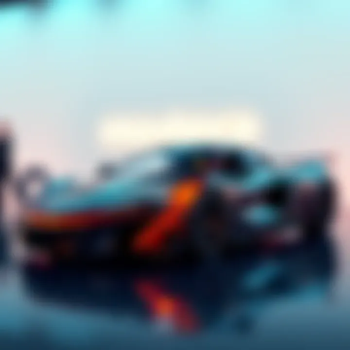 A sleek McLaren car displaying blockchain technology features, with Hedera logo in the background.