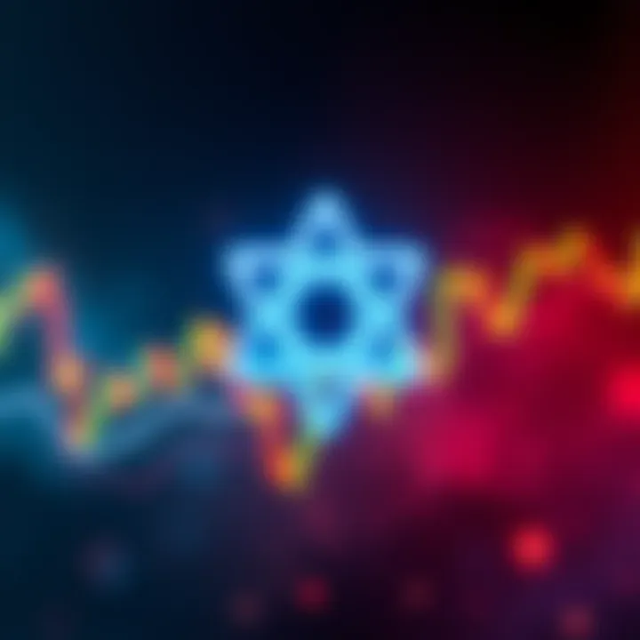 Visual representation of Hedera's logo with a fluctuating price chart in the background, symbolizing market trends and adoption discussions.