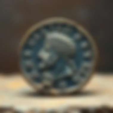 Heliokles Tetradrachm Coin A Heliokles-type tetradrachm coin showing a depiction of a ruler, symbolizing the Greco-Baktrian Kingdom.