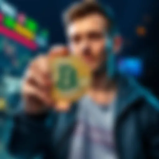 A person confidently holding a physical bitcoin, symbolizing long-term investment in cryptocurrency.