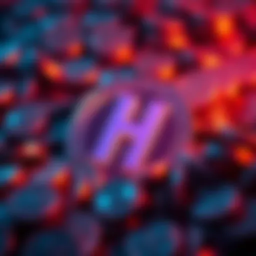 A digital representation of the Hoge cryptocurrency symbol surrounded by coins, showcasing its appeal as a belief asset in the crypto market.