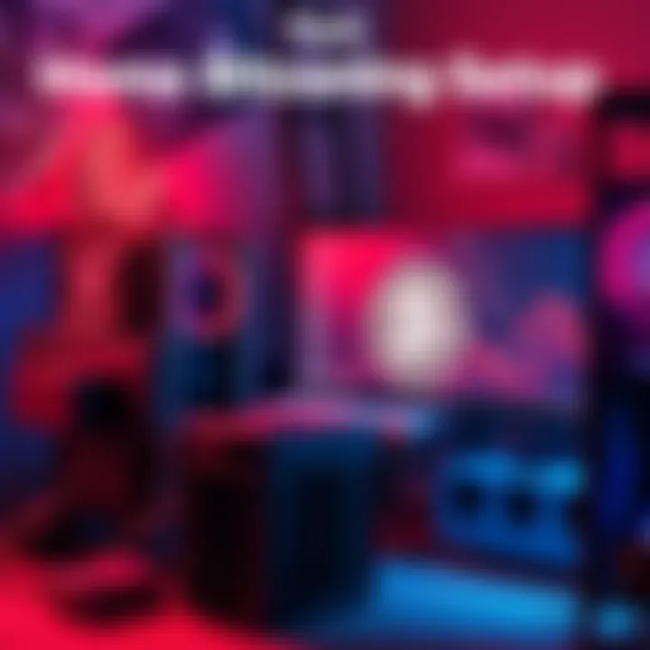 A home setup featuring an ASIC miner, power supply, and computer for Bitcoin mining with a personal wallet on the screen.