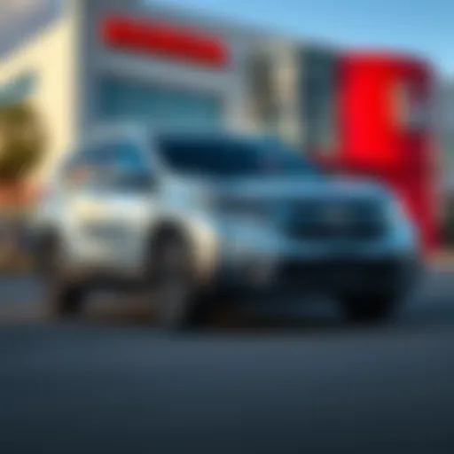 A Honda certified used CRV parked outside a dealership, showcasing its clean exterior and reliable brand.