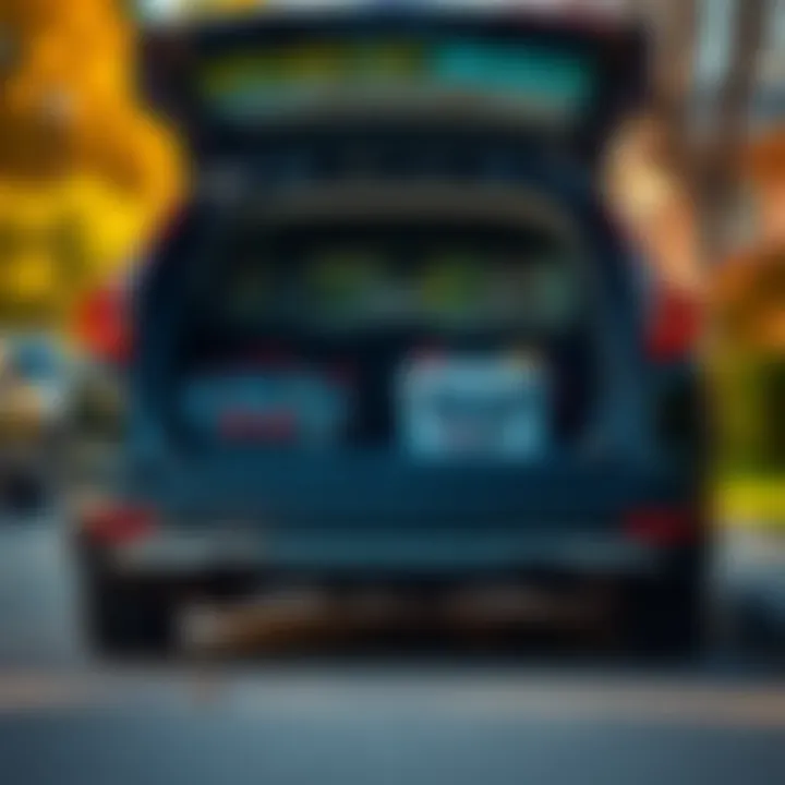 A Honda CR-V parked with a close-up view of its battery compartment