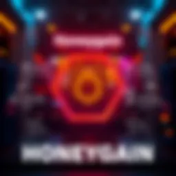 A graphic showing how Honeygain operates, with icons representing data sharing and user interactions, illustrating the benefits of the service.