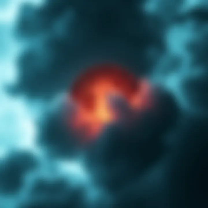 A glowing Litecoin coin surrounded by dark clouds, symbolizing optimism amidst market challenges.