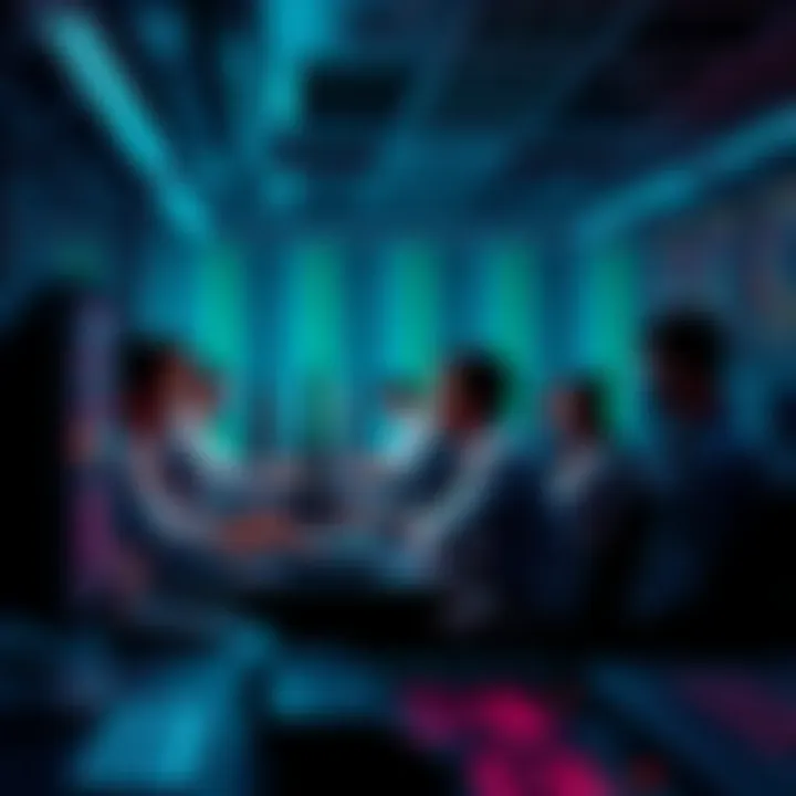A group of verified people collaborating at a workstation, engaged in KYC tasks within Pi Network.