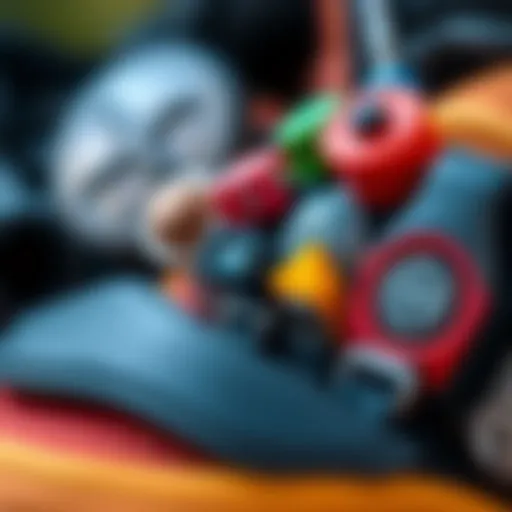 A close-up view of various icons on outdoor gear, showcasing their meanings and functions.