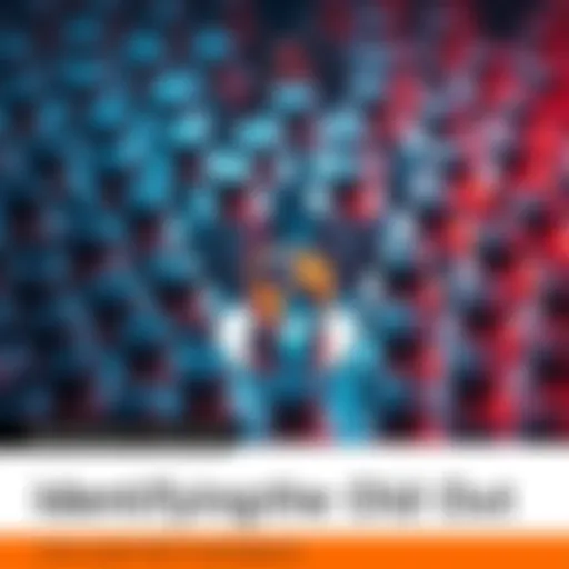 A collection of similar objects with one clearly distinct item in the center, highlighting the difference among them.