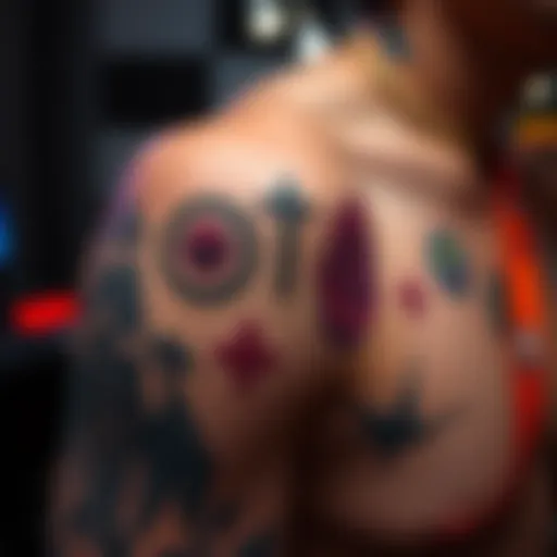 A tattoo showcasing Infinite Baths design by artist Michał Szczechowski on a person's arm at Arcadia Studios.