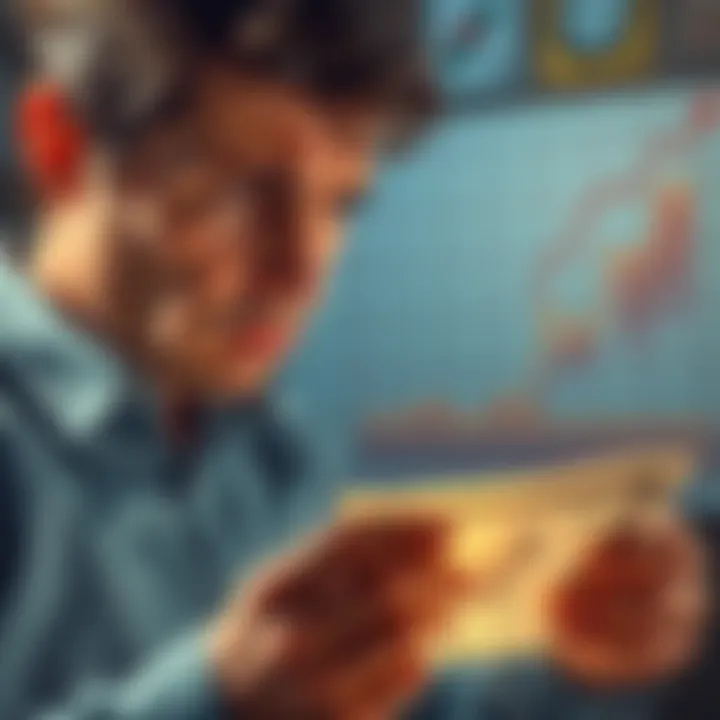 A person looking worried while checking a bank statement showing low interest rates alongside a chart depicting rising inflation rates.