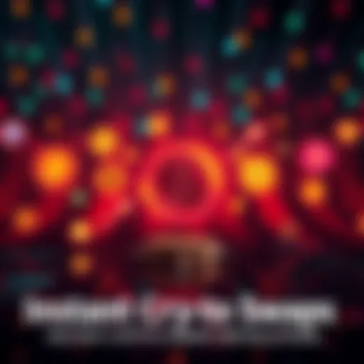 A visual representation of Cradwin's protocol showing instant crypto asset exchange, featuring icons of various cryptocurrencies and arrows indicating seamless transactions.