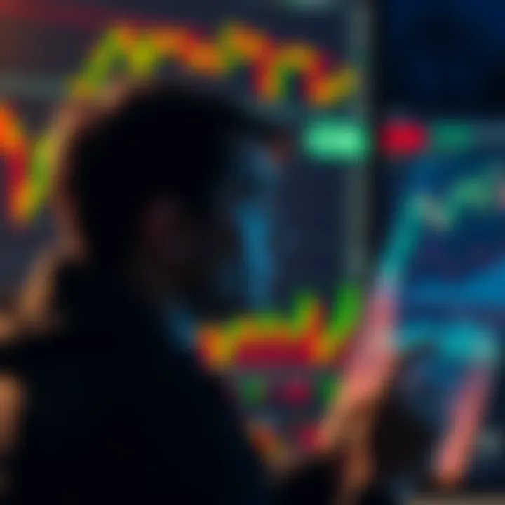 A person contemplating a risky investment strategy by investing all their savings in CRO, looking at charts showing market fluctuations.