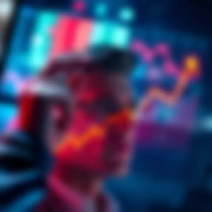 A person looking confidently at a graph depicting the rising potential of HBAR investments in a dynamic market