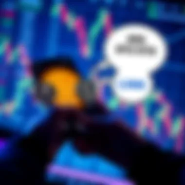 Investing Inheritance Decision A person holding a smartphone showing Bitcoin and Ethereum symbols, with a thought bubble considering alternative cryptocurrencies like ADA and LINK, set against a backdrop of financial charts.