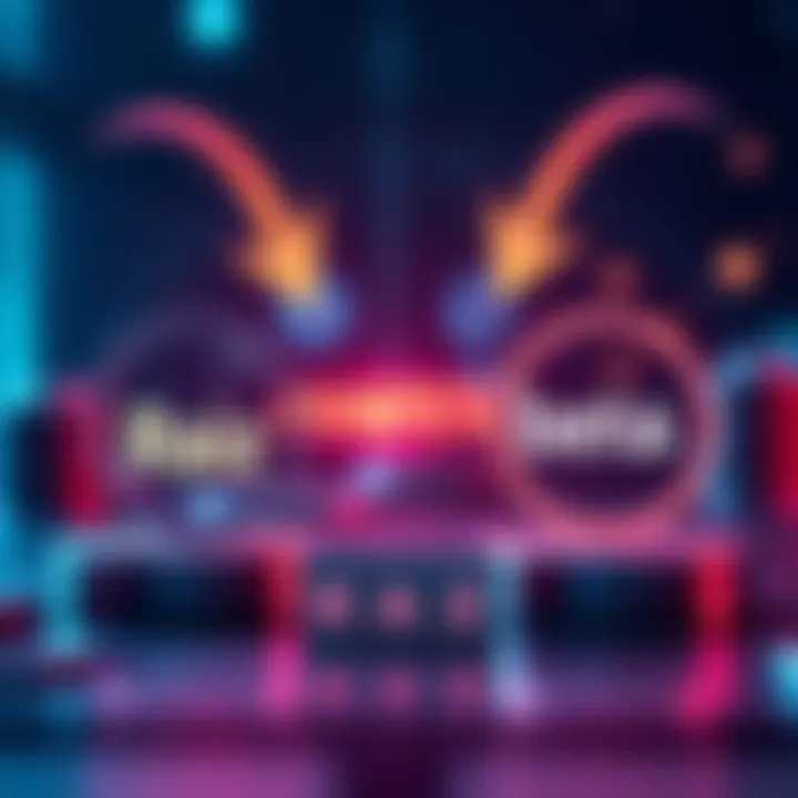 A visual representation of investment choices showing Raiz and beta shares with arrows indicating a shift of funds.