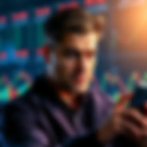 An investor looks at financial charts with a thoughtful expression, pondering an extra $30 investment to reduce average costs.