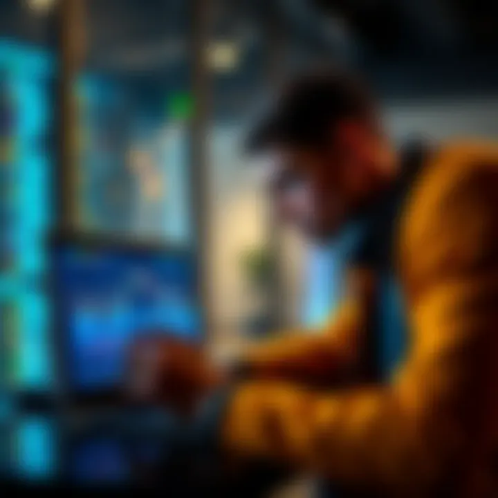 A person looking at a graph showing Bitcoin and iB1T ETF performance on a laptop