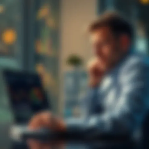 An investor looks worried while checking cryptocurrency charts on a laptop, reflecting on a significant Bitcoin loss in their SMSF.