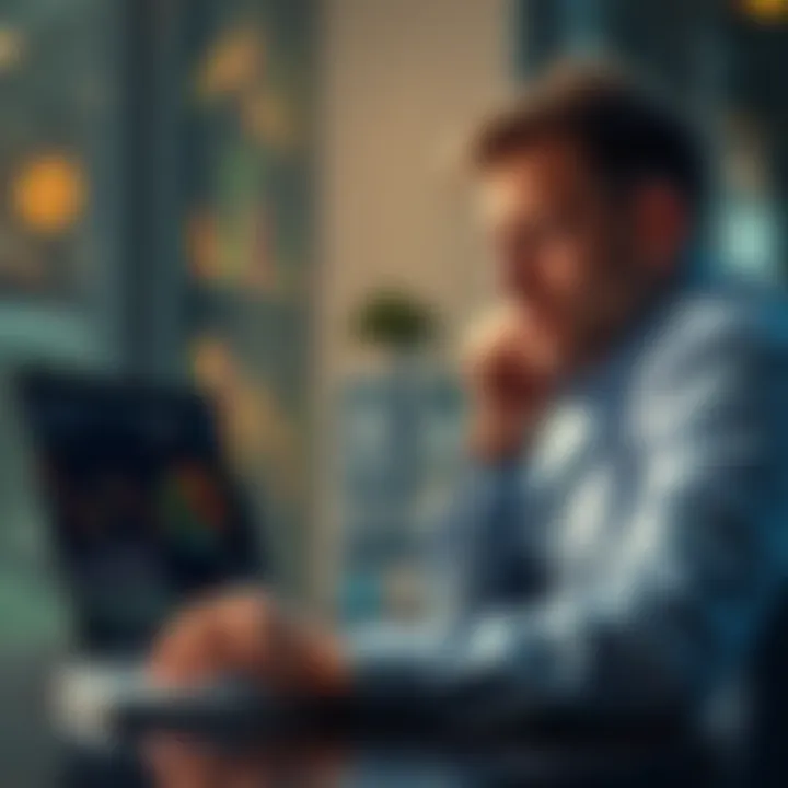 An investor looks worried while checking cryptocurrency charts on a laptop, reflecting on a significant Bitcoin loss in their SMSF.