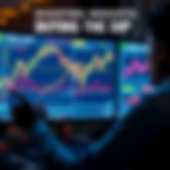 A person analyzing stock charts on a computer screen, symbolizing the practice of buying the dip in investing