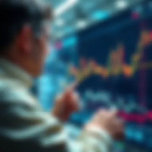 Person looking at stock charts while purchasing shares during a market downturn