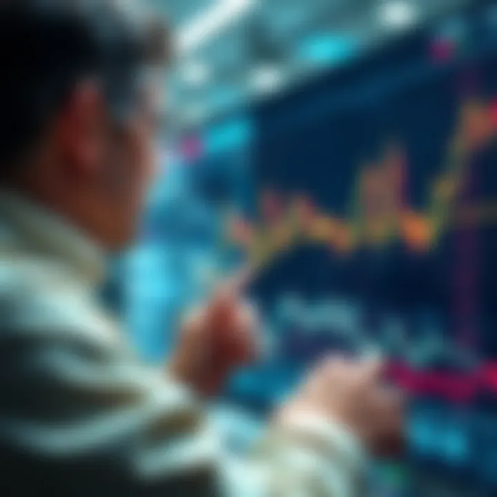 Person looking at stock charts while purchasing shares during a market downturn