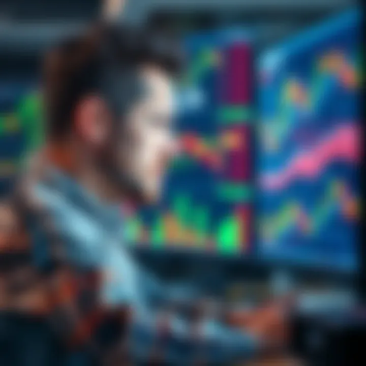 A worried investor looking at fluctuating stock charts on a computer screen, symbolizing market stress and emotional resilience.