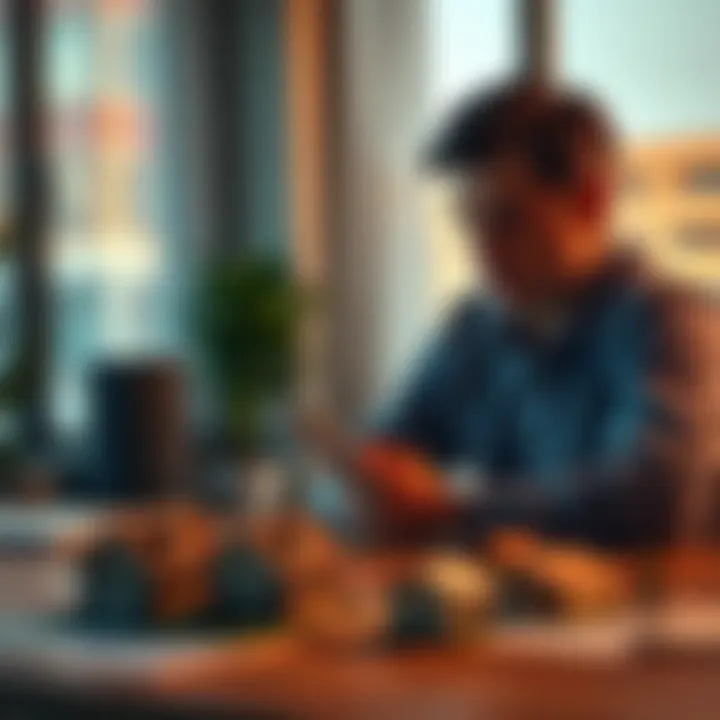 An investor looking at multiple property parcels on a table, appearing concerned about their investment choices.