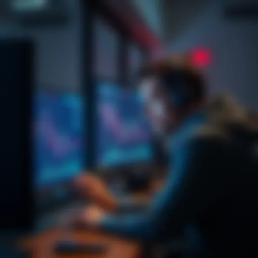 A worried investor looking at a computer screen displaying falling cryptocurrency prices, preparing to sell Bitcoin and Ethereum.